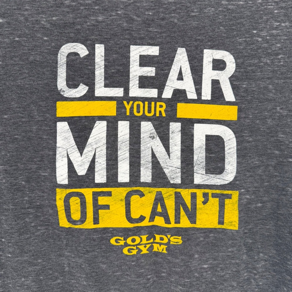 Golds Gym Mens Clear Your Mind Of Cant Graphic T-Shirt Gray Burnout XL New - Picture 2 of 4